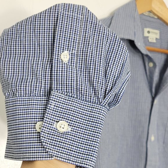 Haggar Clothing Mens Blue Patterned Regular Fit Long Sleeve Button Up Shirts - Picture 3 of 11